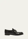 Christian Louboutin Croco Medallion Flat Loafers In Blacklin Black