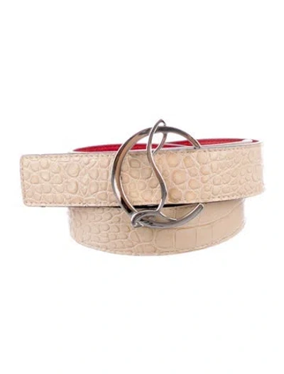 Pre-owned Christian Louboutin Crocodile Belt In Neutral