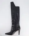 CHRISTIAN LOUBOUTIN CHRISTIAN LOUBOUTIN CROCODILE EMBOSSED KNEE-HIGH BOOTS