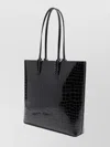 Christian Louboutin Crocodile Embossed Patent Tote With Spike Studs