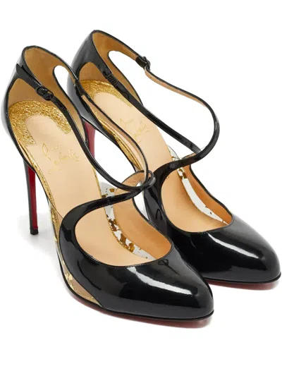 Pre-owned Christian Louboutin Crossettinetta Patent-leather Heeled Pumps In Black