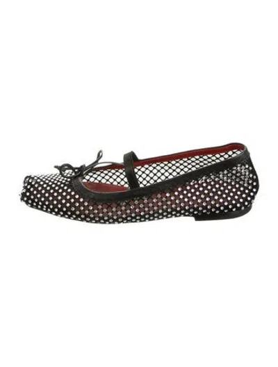 Pre-owned Christian Louboutin Kids' Crystal Accent Ballet Flats In Black