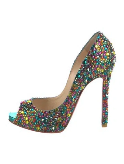 Pre-owned Christian Louboutin Crystal Crystal Embellishments Pumps In Blue/metallic