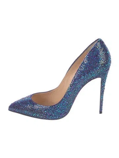 Pre-owned Christian Louboutin Crystal Crystal Embellishments Pumps In Blue/metallic/purple