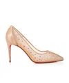 Christian Louboutin Follies Crystal Embellished Mesh Pointed Toe Pump In Nude