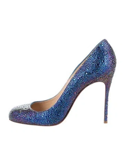 Pre-owned Christian Louboutin Crystal Embellishments Pumps In Blue