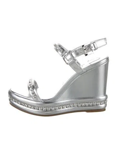 Pre-owned Christian Louboutin Crystal Embellishments Sandals In Silver
