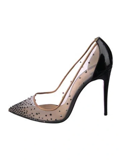 Pre-owned Christian Louboutin Crystal Embellishments T-strap Pumps In Neutral