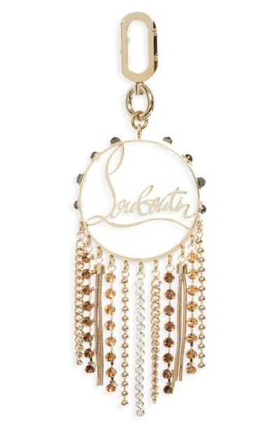 Christian Louboutin Crystal Fringe Logo Bag Charm In Gold