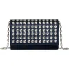 Christian Louboutin Crystal Grommet Satin Wallet On A Chain In Black