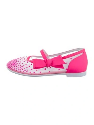 Pre-owned Christian Louboutin Babies' Crystal Mesh Ballet Flats In Pink