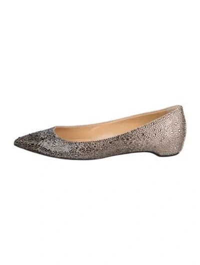 Pre-owned Christian Louboutin Crystal Patterned Ballet Flats In Metallic/pink