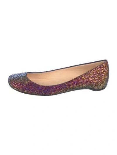 Pre-owned Christian Louboutin Crystal Patterned Ballet Flats In Metallic/purple