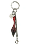 Christian Louboutin Crystal Sole Logo Bag Charm In Gun Metal/red-black