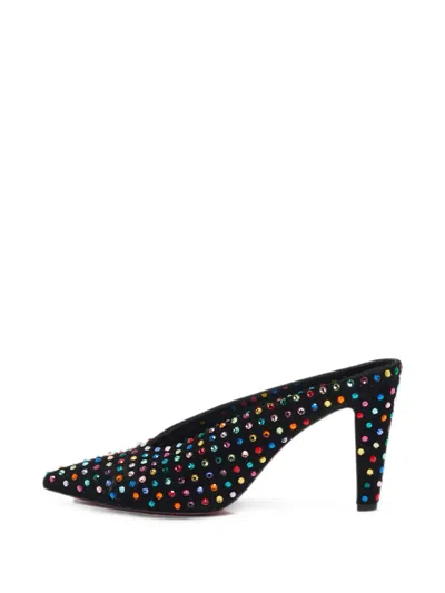 Pre-owned Christian Louboutin Crystal-embellished Mules In Black