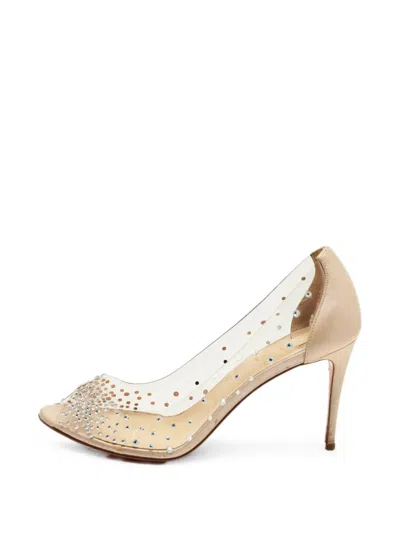 Pre-owned Christian Louboutin Crystal-embellished Pumps In Neutral