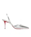 Christian Louboutin Stiletto Heel Pointed Toe Leather Pumps In White