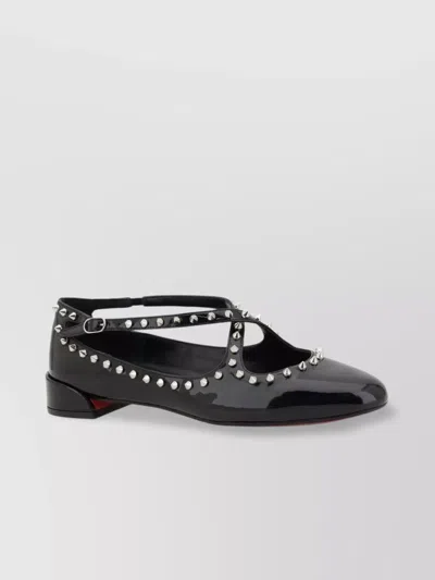 CHRISTIAN LOUBOUTIN CUT-OUT PATENT BALLERINA SHOES STUDS