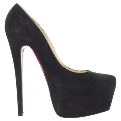 Pre-owned Christian Louboutin Daffodile 160 Black Suede Almond Toe Platform Pump Eu38