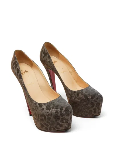Pre-owned Christian Louboutin Daffodile Leopard Print Heeled Pumps In Brown