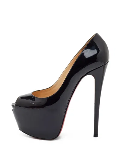 Pre-owned Christian Louboutin Daffodile Peep-toe Platform Pumps In Black