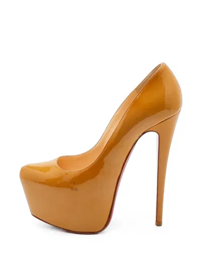 Pre-owned Christian Louboutin Daffodile Platform Pumps In Brown