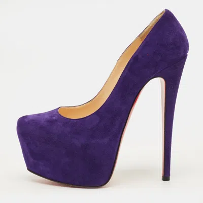 Pre-owned Christian Louboutin Daffodile Size 37 Purple Suede Platform Pumps