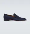 Christian Louboutin Dandelion Crepe De Soie Loafers In Blue