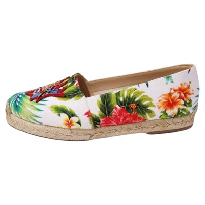 Pre-owned Christian Louboutin Dandelion Hawaiian Print Canvas Espadrilles - Eu 37 In Beige