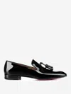 Christian Louboutin Mens Black Dandelion Tassel Patent-leather Loafers In Grosgrain Ribbon Trim