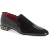 Christian Louboutin Almond Toe Patent Finish Loafers With Chain Detail