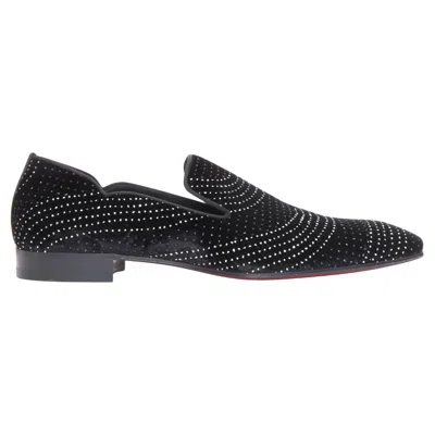 Pre-owned Christian Louboutin Dandy Chick Velvet Glitter Loafer Eu42.5 In Black