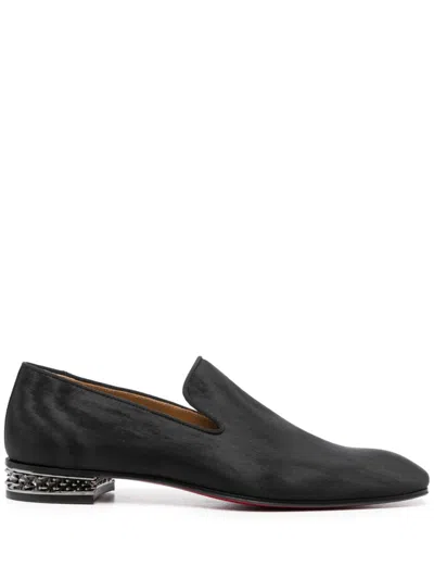 CHRISTIAN LOUBOUTIN DANDY ROCK BLACK LEATHER LOAFERS FOR MEN FROM FW23 COLLECTION