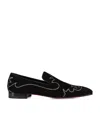 Christian Louboutin Dandysiago Grosgrain-trimmed Embellished Velvet Loafers In Black