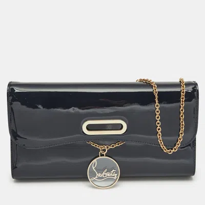 Pre-owned Christian Louboutin Dark Blue Patent Leather Riviera Chain Clutch