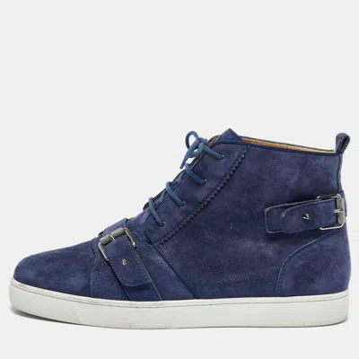 Pre-owned Christian Louboutin Dark Blue Suede Nono Strap Sneakers Size 45