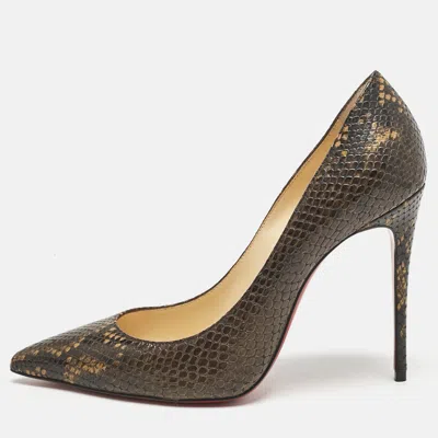 Pre-owned Christian Louboutin Dark Brown Python Embossed Leather So Kate Pumps Size 37