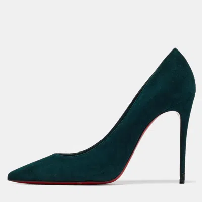 Pre-owned Christian Louboutin Dark Green Suede Kate Pumps Size 38