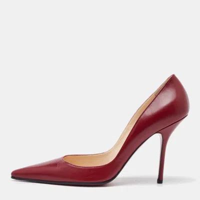 Pre-owned Christian Louboutin Dark Red Leather Kate Max Pumps Size 38.5