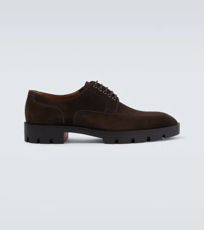 Christian Louboutin Davisol Lion Leather Derby Shoes In Brown