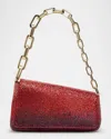 Christian Louboutin Degraclutch Asymmetric Ombre Strass Clutch Bag In Red