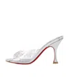 Christian Louboutin Silver Degramule Strass 85 Heeled Sandals In White