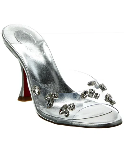 Christian Louboutin Degraqueen 85 Vinyl & Leather Sandal In Silver