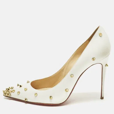 Pre-owned Christian Louboutin Degraspike Size 37 White Leather Pumps
