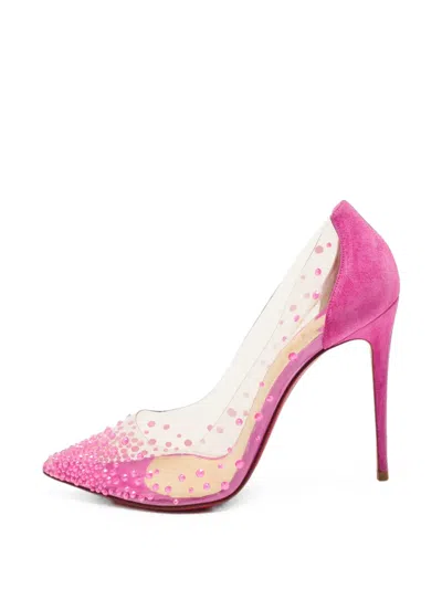 Pre-owned Christian Louboutin Degrastrass Crystal-embellished Pumps In Pink