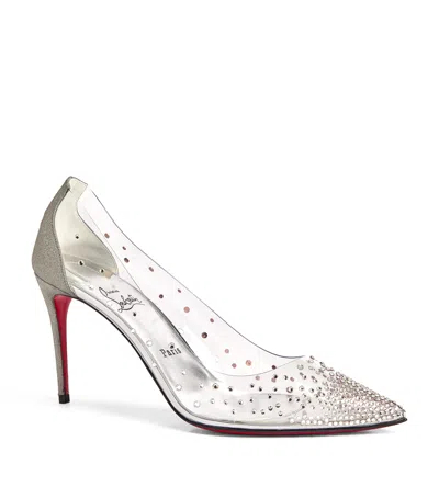 Christian Louboutin Degrastrass Embellished Pvc-leather Pumps 85 In Metallic