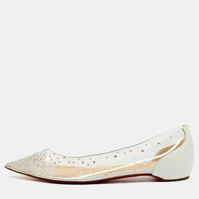 Pre-owned Christian Louboutin Degrastrass Size 40 Transparent Leather And Pvc Ballet Flats