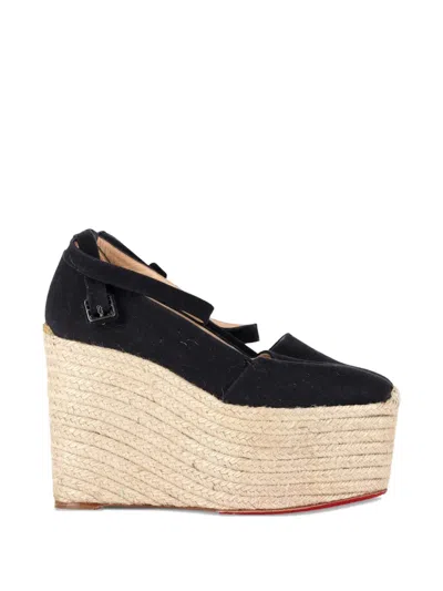 Pre-owned Christian Louboutin Dehia Platform Wedge In Black