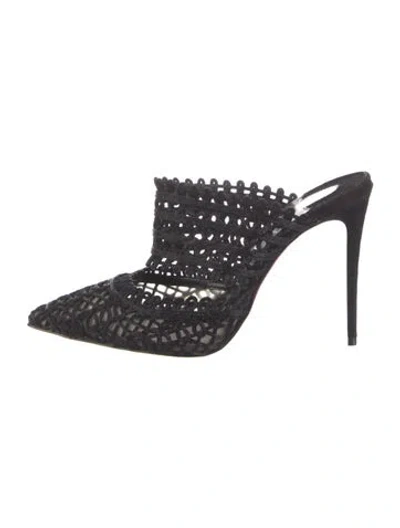 Pre-owned Christian Louboutin Deia 100 Lace Pattern Mules In Black