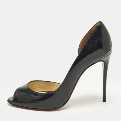 Pre-owned Christian Louboutin Demi You Size 38 Black Patent Leather D'orsay Pumps